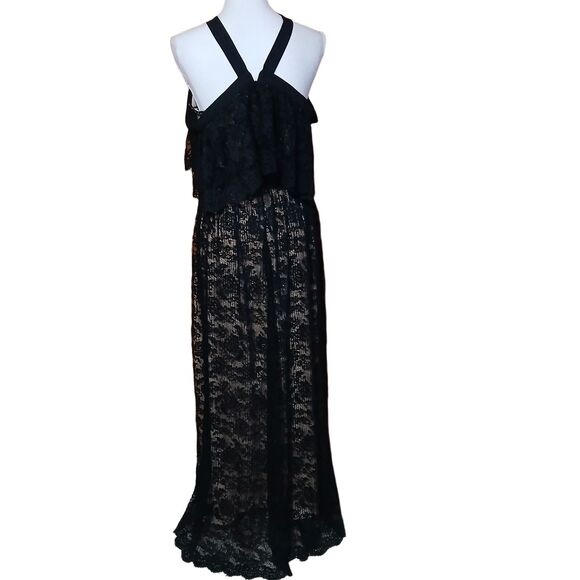 Lucy Paris Hailey Womens Black Halter Lace Lined Maxi Party Cocktail Dress Small - Picture 7 of 13